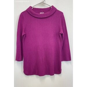 Talbots Sweater Womens Petite SP‎ Dark Pink Fuschia 3/4 Sleeve - Size S